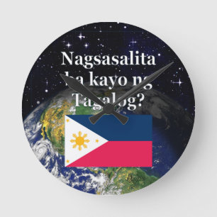 Horloge Ronde Parlez-vous le tagalog ? en tagalog. Drapeau et Te