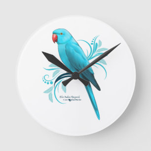 Horloge Ronde Parrot bleu indien Ringneck