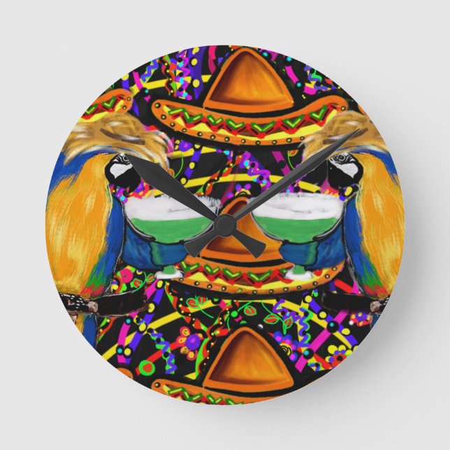 Horloge Ronde Parrot de fête de Cinco De Mayo (Recto)