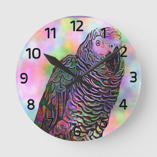 Horloge Ronde Parrot psychédélique (Recto)