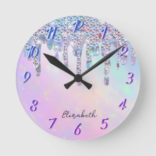 Horloge Ronde Parties scintillant arc-en-ciel branché Drivers Ho