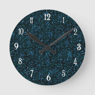 Horloge Ronde Parties scintillant bleu Turquoise d'Aqua foncé