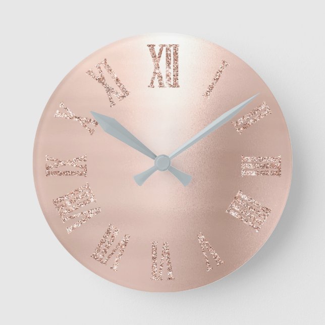 Horloge Ronde Parties scintillant de rose rose rose de couleur o (Recto)