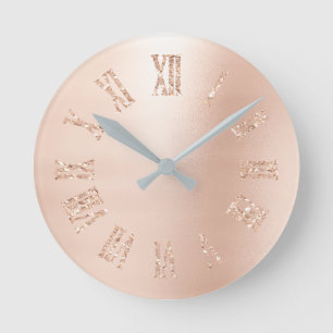 Horloge Ronde Parties scintillant d'or rose vierge en métal en m