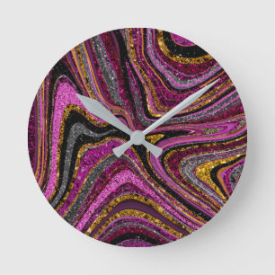 Horloge Ronde Parties scintillant en verre étincelante en marbre