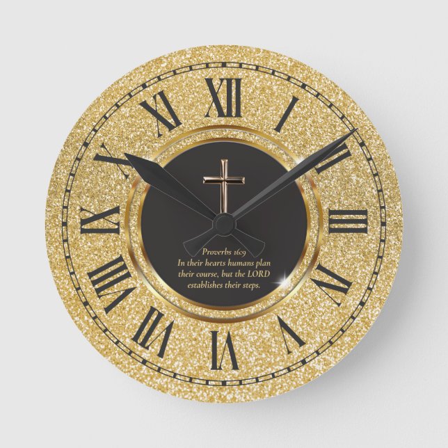 Horloge Ronde Parties scintillant Gold Elegant Pastor Priest Chu (Recto)