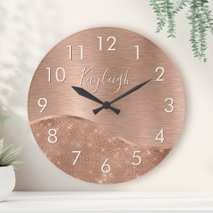 Horloge Ronde Parties scintillant métal Rose or personnalisé