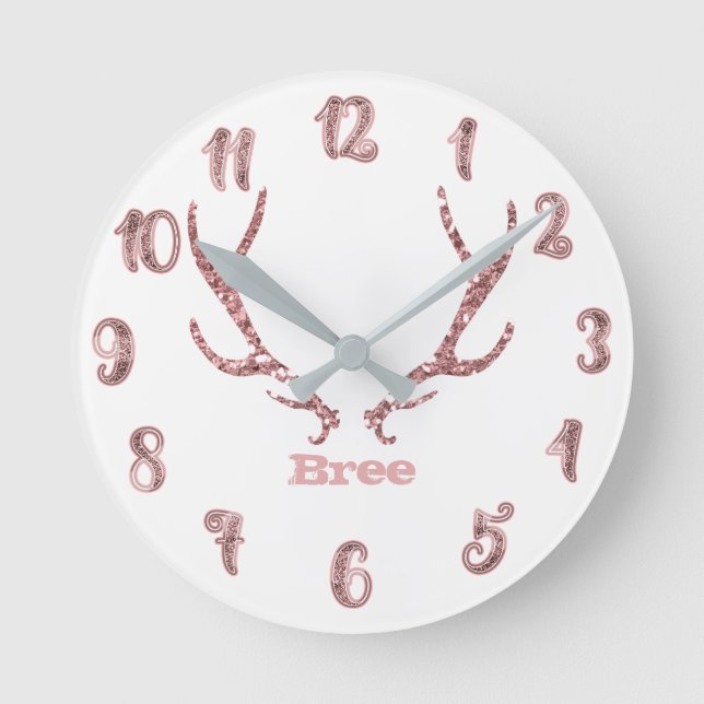 Horloge Ronde Parties scintillant rose Antlers Rose Gold Glam pe (Recto)