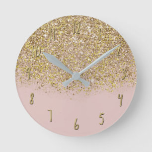 Horloge Ronde Parties scintillant rose et or Moderne tendance Gl