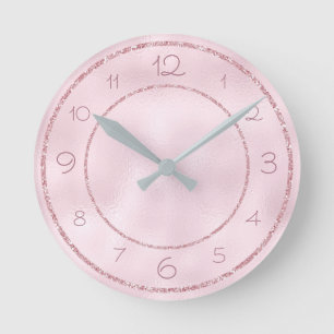 Horloge Ronde Parties scintillant rose glamour et fille sur huil