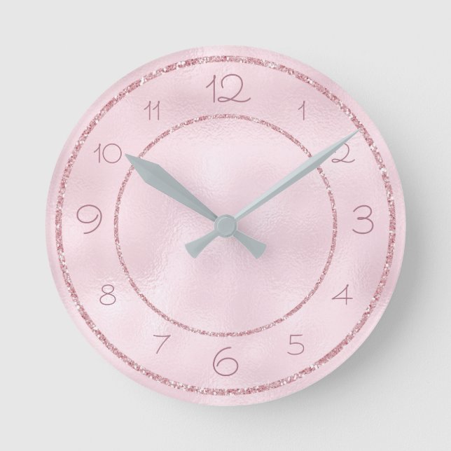 Horloge Ronde Parties scintillant rose glamour et fille sur huil (Recto)