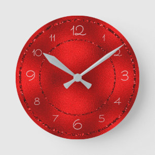 Horloge Ronde Parties scintillant rouge glamour et huile brillan