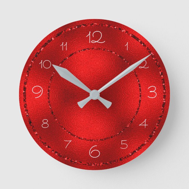Horloge Ronde Parties scintillant rouge glamour et huile brillan (Recto)