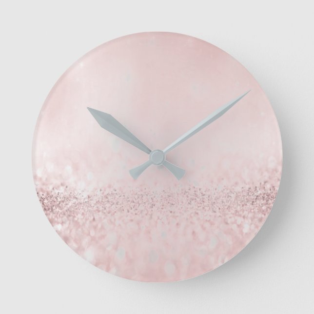 Horloge Ronde Parties scintillant Silver Grey Minimal Métallurgi (Recto)