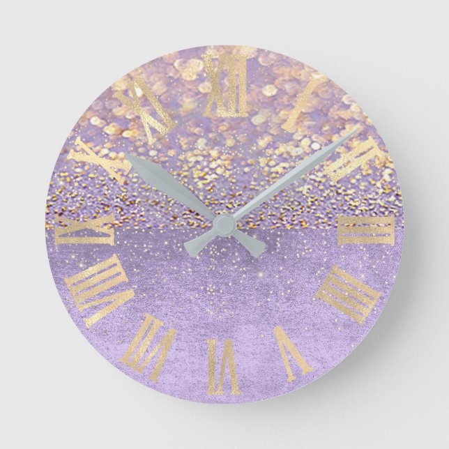 Horloge Ronde Parties scintillant violet Améthyste Lavande Confe (Recto)