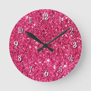 Horloge Ronde Parties scintillantes de roses indien de charme