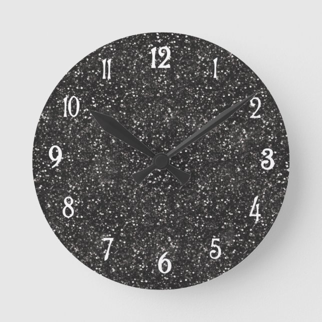 Horloge Ronde Parties scintillantes élégantes foncées de gris (Recto)