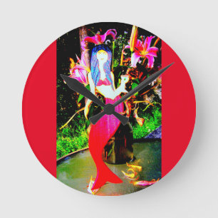 Horloge Ronde partying rouge de beauté de sirène