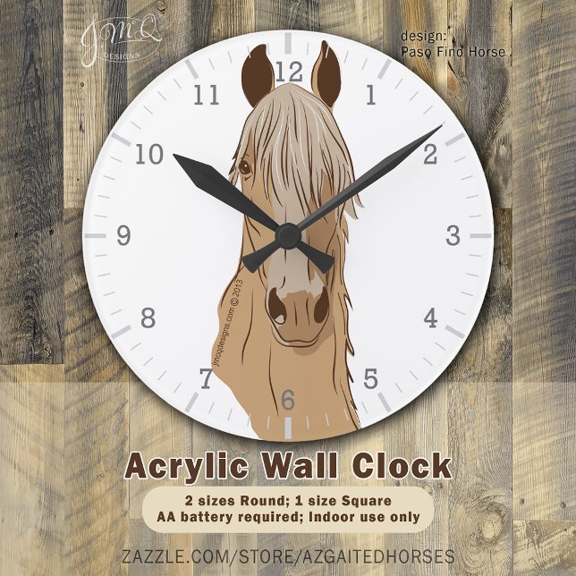 Horloge Ronde Paso Finos: Paso Horse Palomino Head (Elegant Paso Fino palomino horse art clock ⏰🐎)