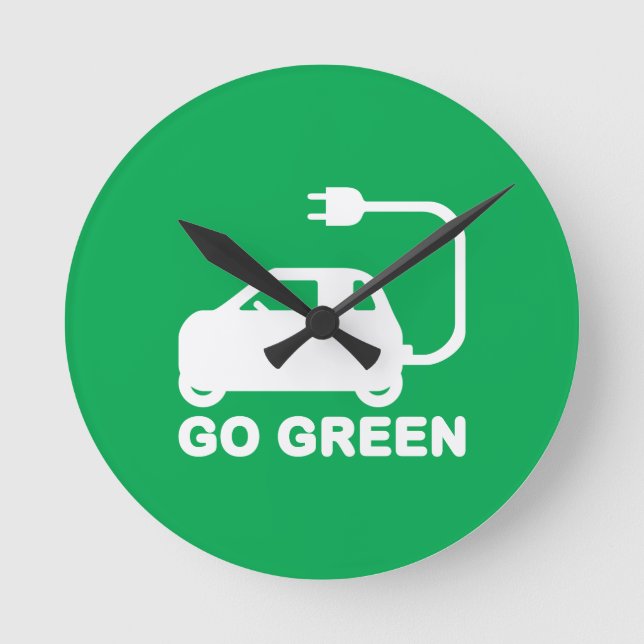 Horloge Ronde Passez au vert ~ Conduisez des voitures électrique (Recto)