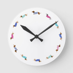 Horloge Ronde Pastel Dachshund