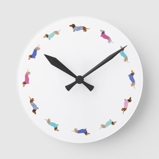 Horloge Ronde Pastel Dachshund (Recto)