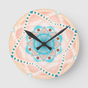 Horloge Ronde Pastel Floral Mandala