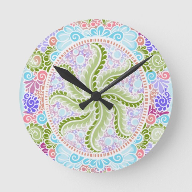 Horloge Ronde Pastel Nature Mandala Art (Recto)