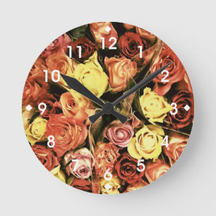 Horloge Ronde Pastel Roses
