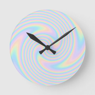 Horloge Ronde Pastel Swirl Twist Design.