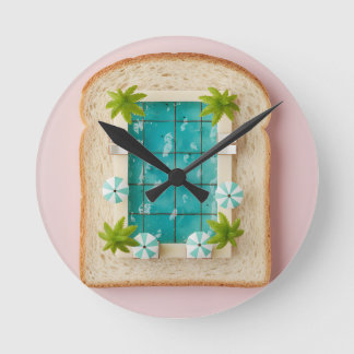 Horloge Ronde Pastel Vaporwave Pool Toast