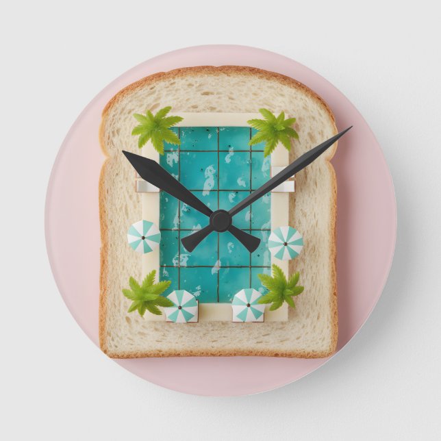 Horloge Ronde Pastel Vaporwave Pool Toast (Recto)