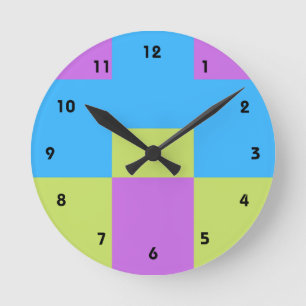 Horloge Ronde Pastelrino Bloc de Couleurs Moderne