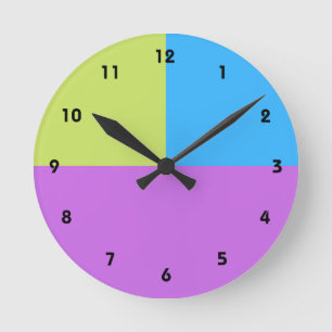 Horloge Ronde Pastelrino Bloc de Couleurs Moderne