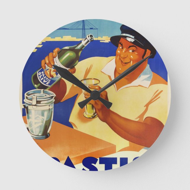 Horloge Ronde Pastis Olive - Comme à Marseille (Recto)