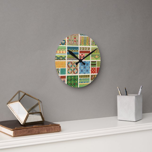 Horloge Ronde Patchwork coloré antique (Bureau)