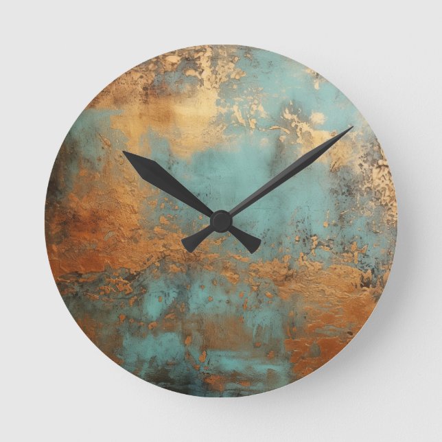 Horloge Ronde Patina de cuivre rustique (Recto)