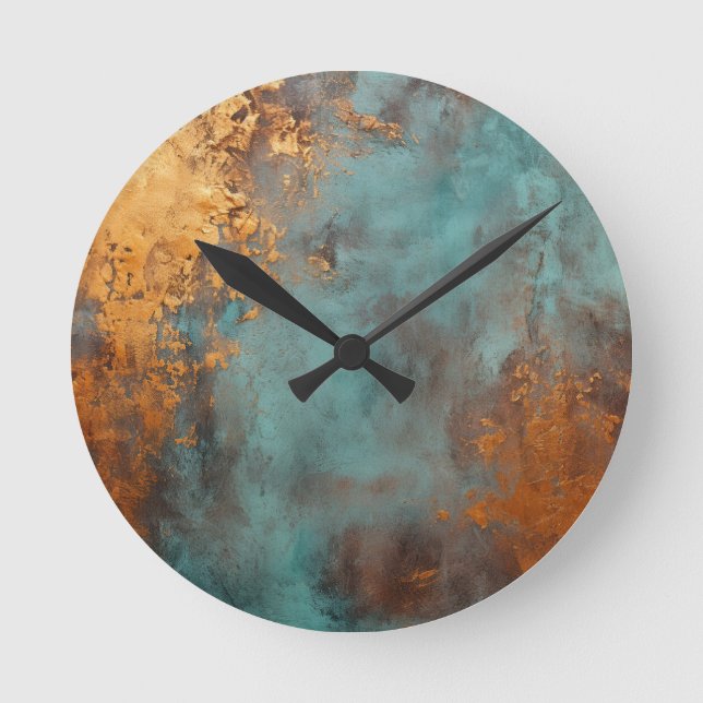 Horloge Ronde Patina de cuivre rustique (Recto)