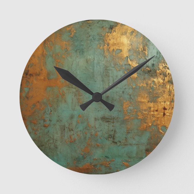 Horloge Ronde Patina de cuivre rustique (Recto)