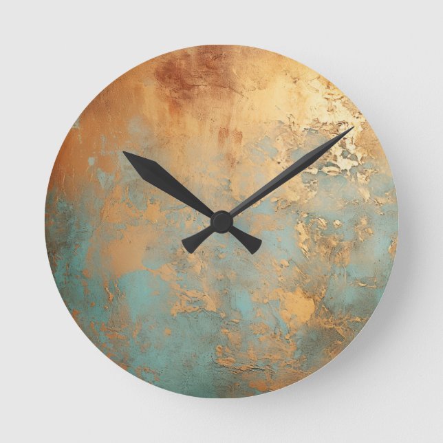 Horloge Ronde Patina de cuivre rustique (Recto)