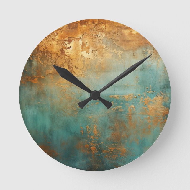 Horloge Ronde Patina de cuivre rustique (Recto)