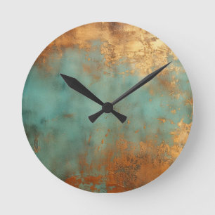 Horloge Ronde Patina de cuivre rustique