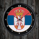 Horloge Ronde Patriotic Serbian Flag & Serbia Home / design<br><div class="desc">Wall Clock: Patriotic Serbia & Serbian Flag home design - love my country,  travel,  holiday,  country patriots / sports fans</div>