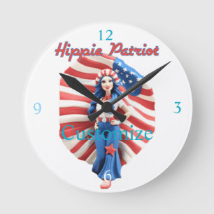 Horloge Ronde Patriotique hippie fille Thunder_Cove