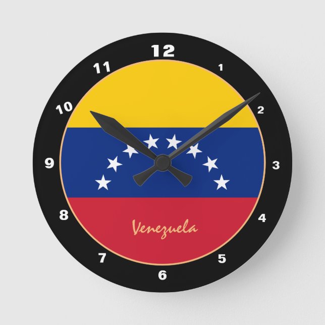 Horloge Ronde Patriotique Venezuela Drapeau, Venezuela Accueil / (Recto)