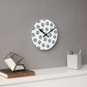 Horloge Ronde Patrouilles de Doodle, Paws de Chien, Paws Vertes