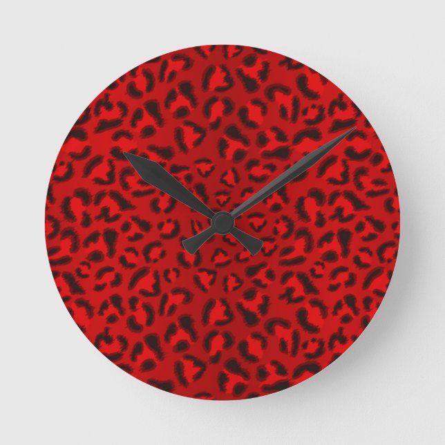 Horloge Ronde Patter la texture rose léopard. (Recto)