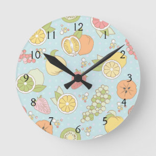 Horloge Ronde Pattern with Fruits et Berries
