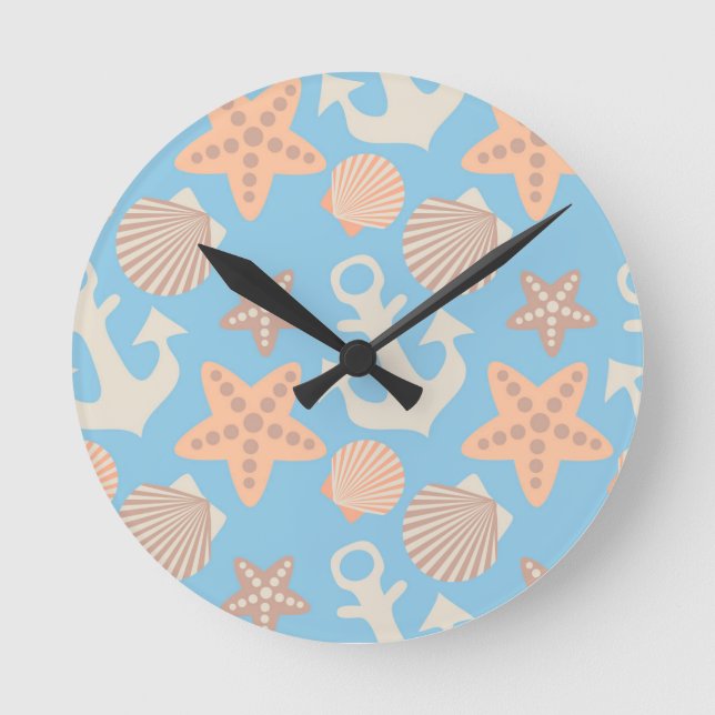 Horloge Ronde Patterns pastel nautical (Recto)