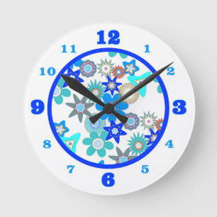 Horloge Ronde Patters bleus